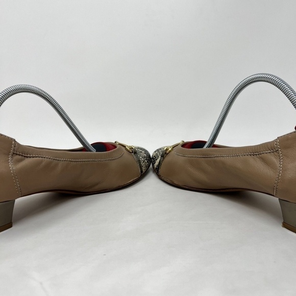 AGL Attilio Giusti Leombruni Snaffle Leather Pump Sz 38 / US 7.5 Snake Beige - Picture 5 of 11
